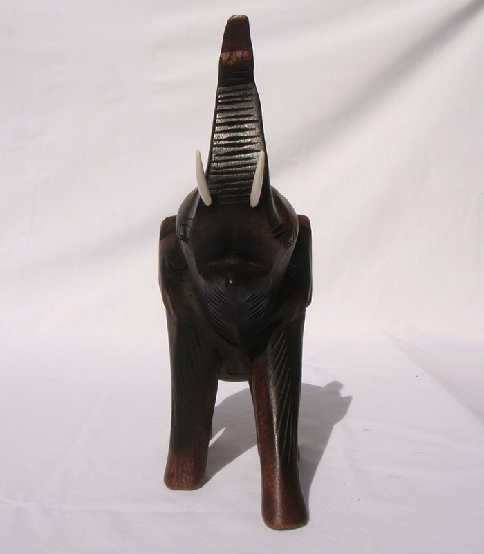 thumbnail interactive-video image 1 of Handcarved Teak Wood Elephant Sculpture, Trunk Up, 18cm, Fair Trade From Thailand 1 of 6