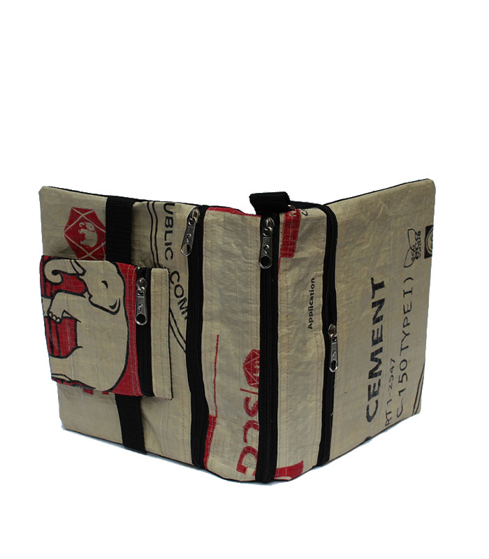 Elephant Brand Recycled Deluxe Flap Bag 4 zip 1