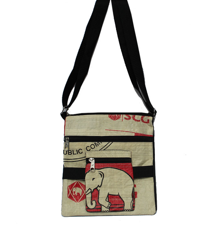 Elephant Brand Recycled Deluxe Flap Bag 4 zip 4