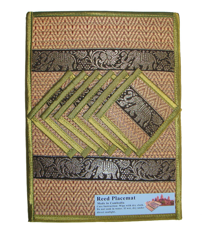 Reed Placemats and Coasters with Elephant detail Pack 6 The Elephant