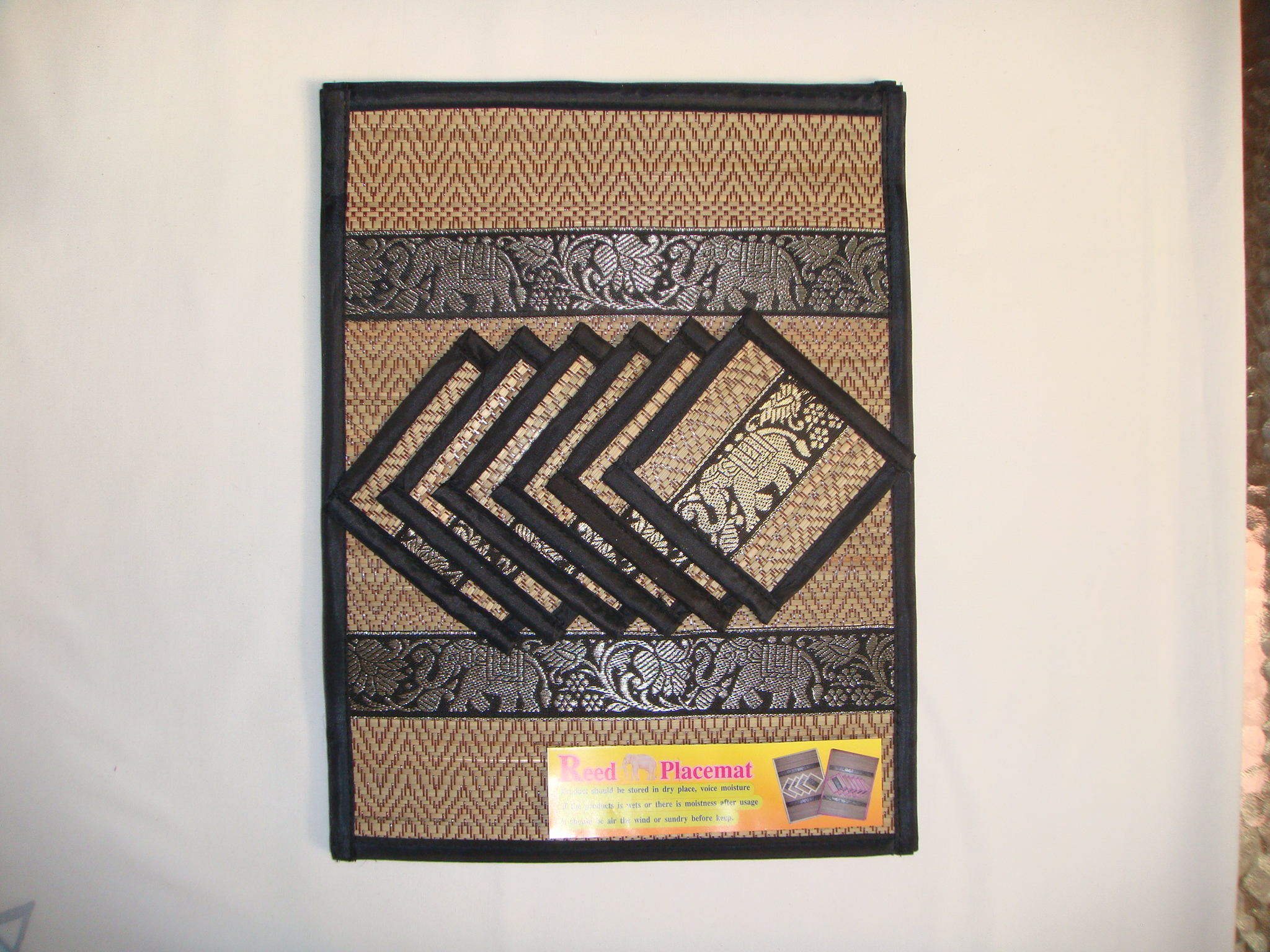 Reed Placemats and Coasters with Elephant detail Pack 6 The Elephant