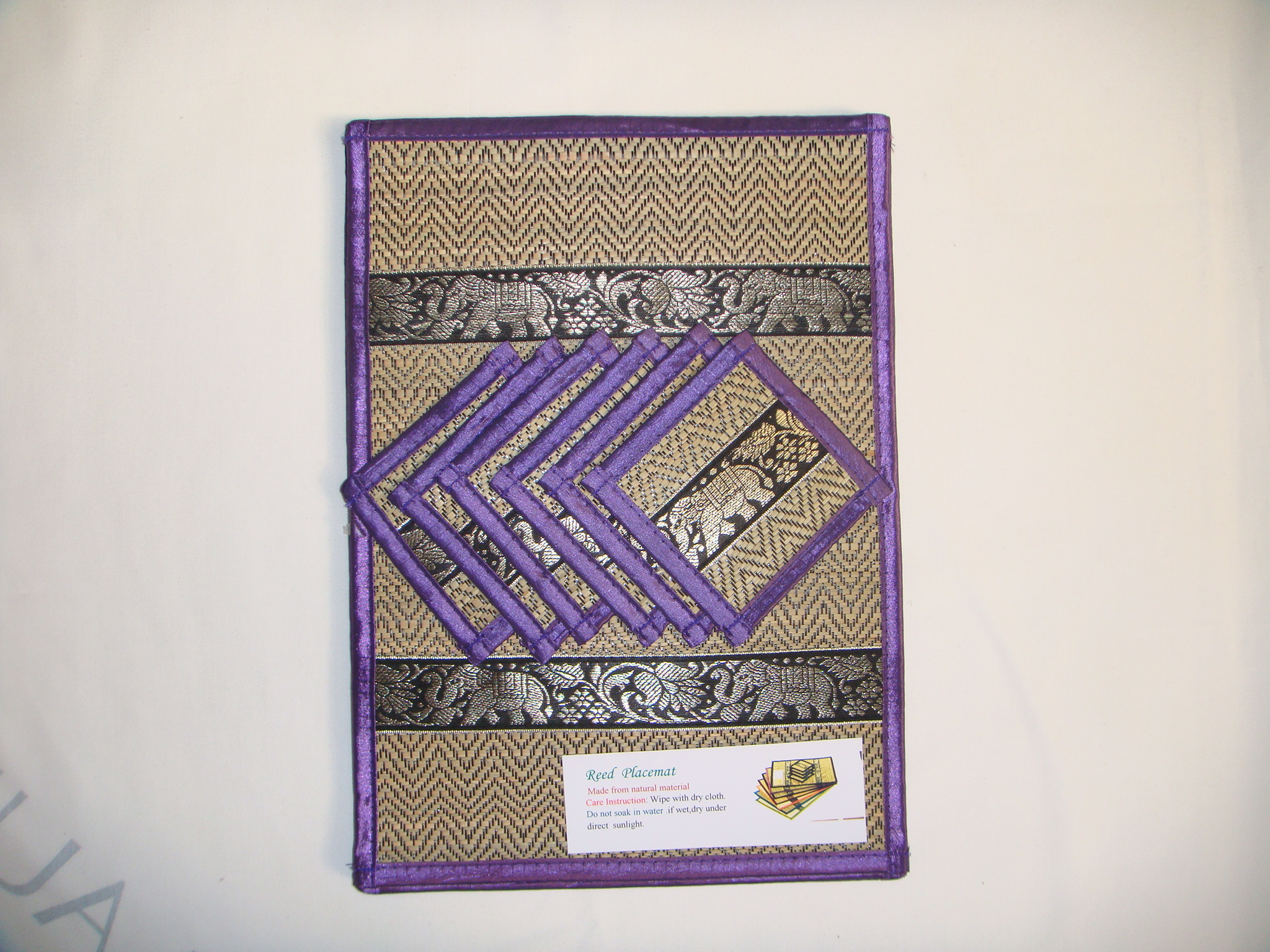 Reed Placemats and Coasters with Elephant detail Pack 6 The Elephant