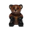Wooden Teddy Bear 23cm tall handcarved from Acacia wood in Thailand Fair Trade 