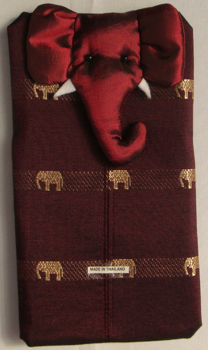 Elephant Silk Tissue Box Cover Red