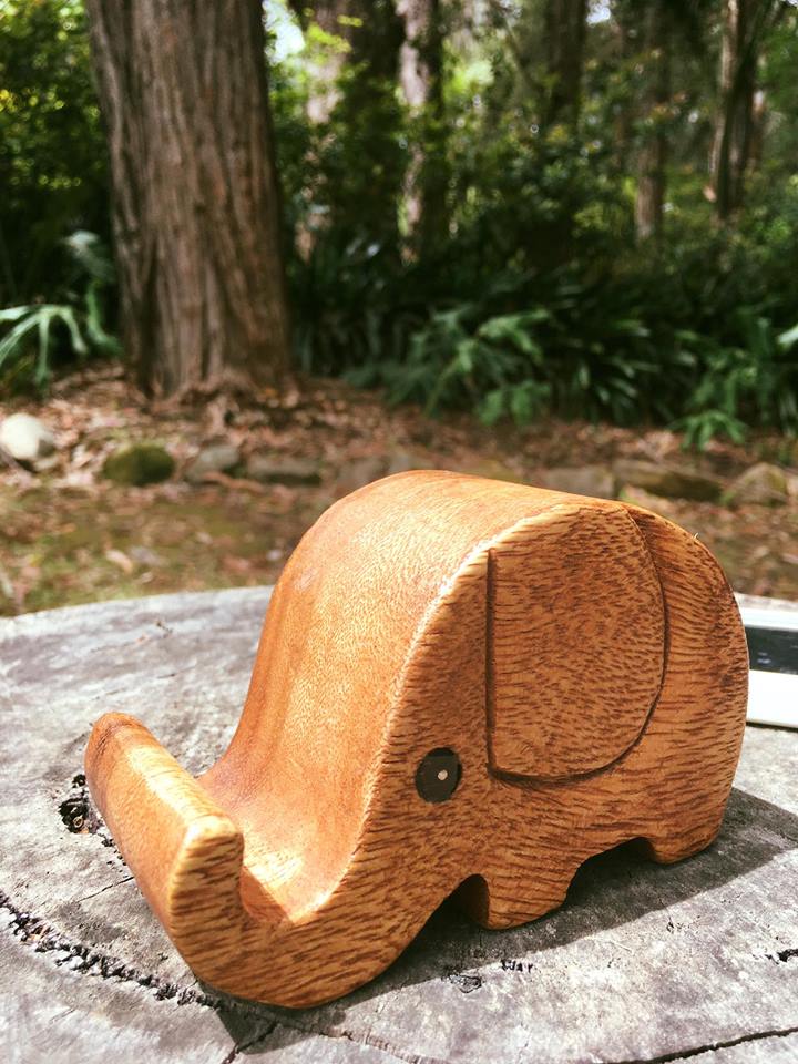 Wooden Elephant Mobile Device or Business Card Holder Fair Trade