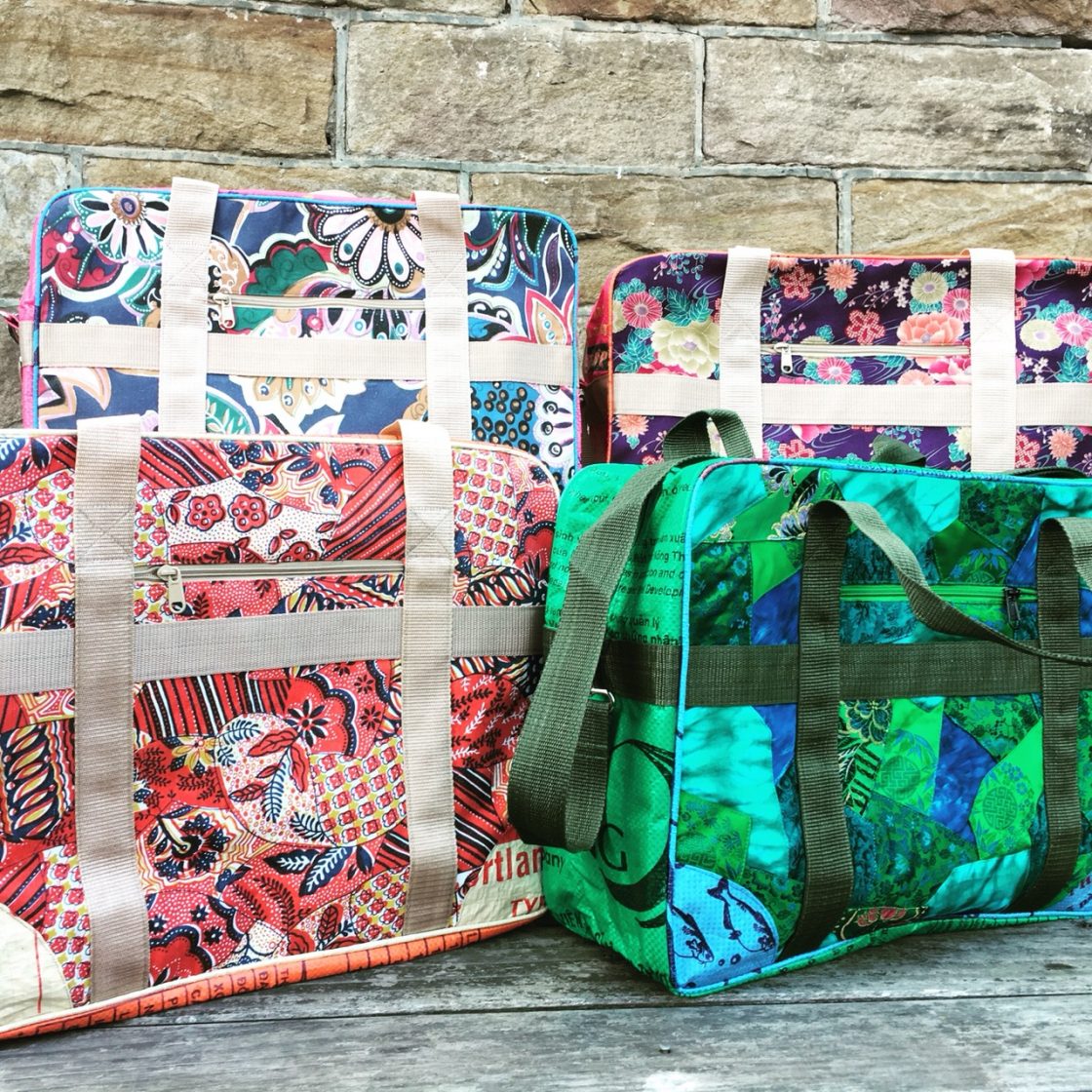 Vintage Fabric Travel Bags handmade in Cambodia New Designs! The Elephant Emporium