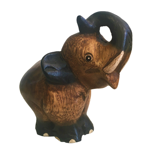 Wooden Cartoon Elephant Trunk Up