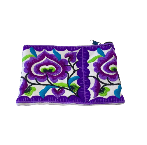 Hmong White Lotus Purse Purple