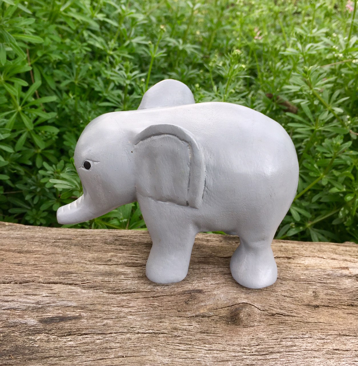 Colourful Wooden Elephant 16cm Grey