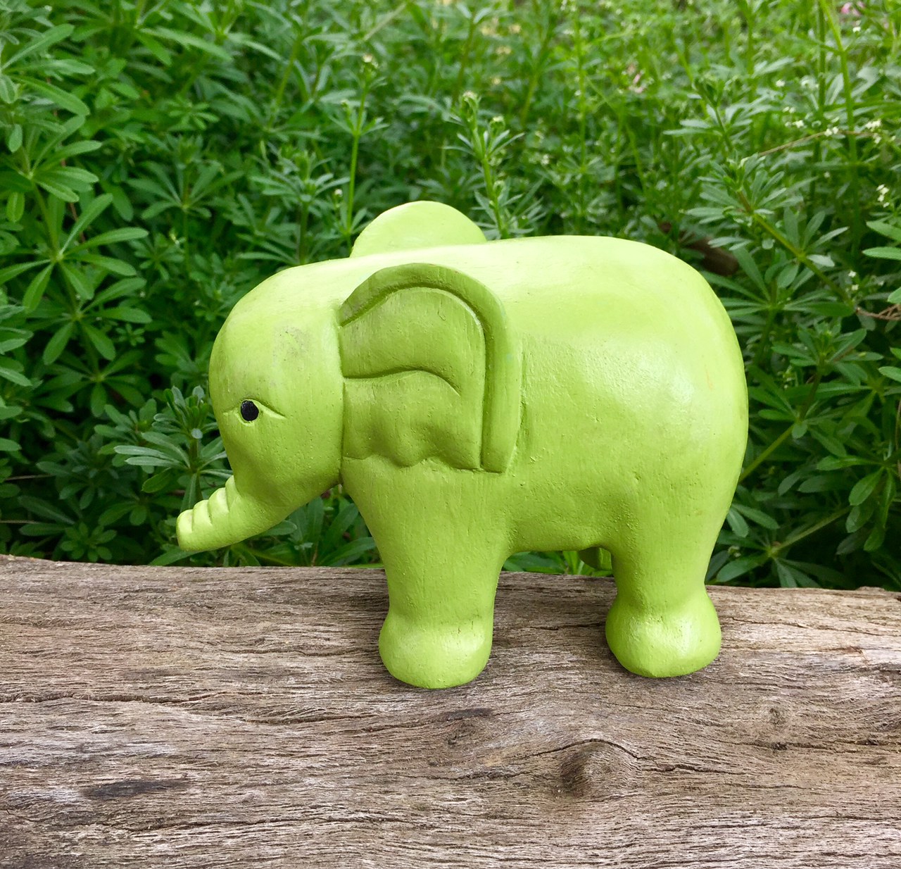 Colourful Wooden Elephant 16cm Lime