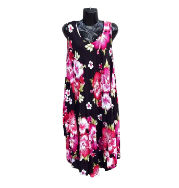 Hibiscus Deluxe Umbrella Dress Fuschia