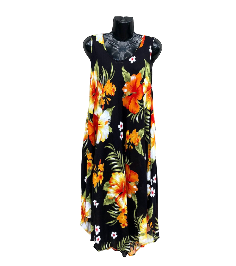 Hibiscus Deluxe Umbrella Dress Orange