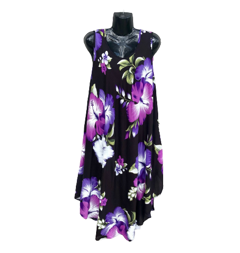 Hibiscus Deluxe Umbrella Dress Purple