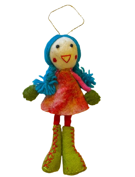 Felt Angel Doll Turquoise