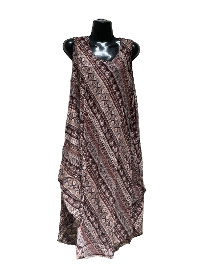 Umbrella Dress Diagonal Elephants Brown