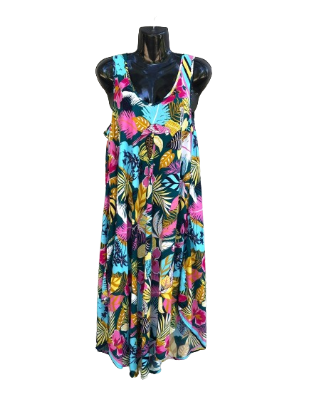 Tropical Flower Umbrella Dreass Teal