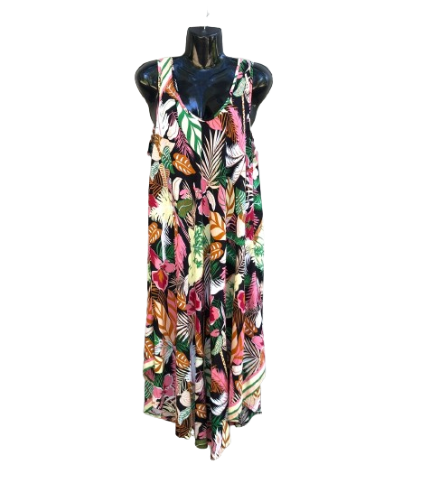 Tropical Flower Umbrella Dress Pink