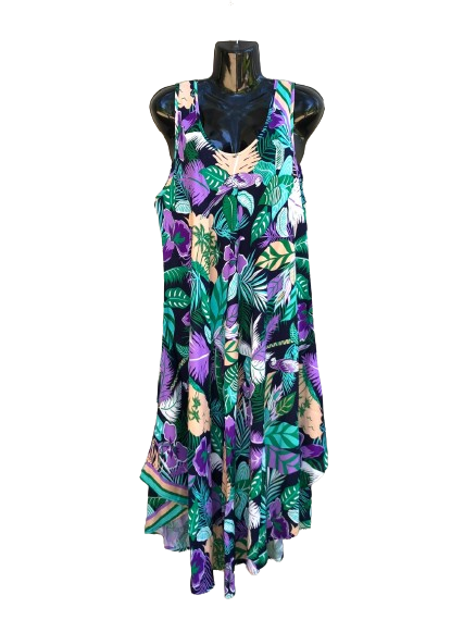 Tropical Flower Umbrella Dress Purple