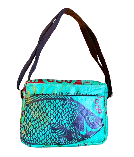 Fish Zip Travel Shoulder Bag Green
