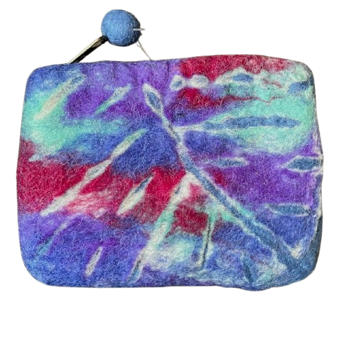 Felt Purse Leaf Design Blue