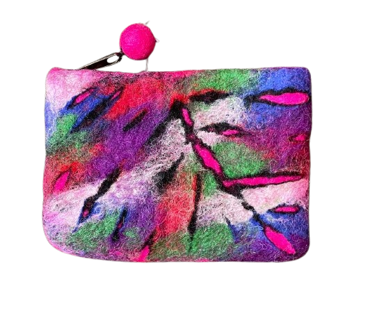 Felt Purse Leaf Design Fuschia