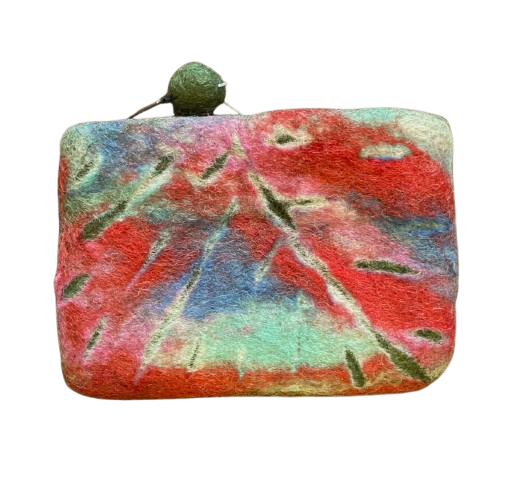 Felt Purse Leaf Design Green