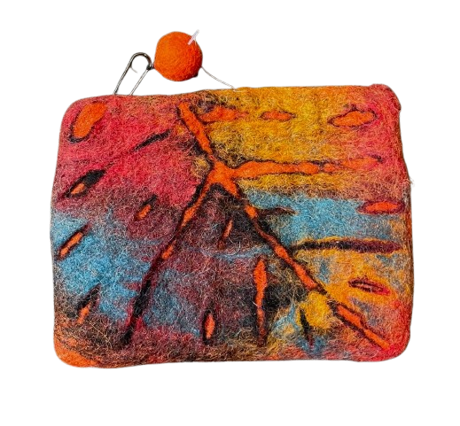 Felt Purse Leaf Design Orange
