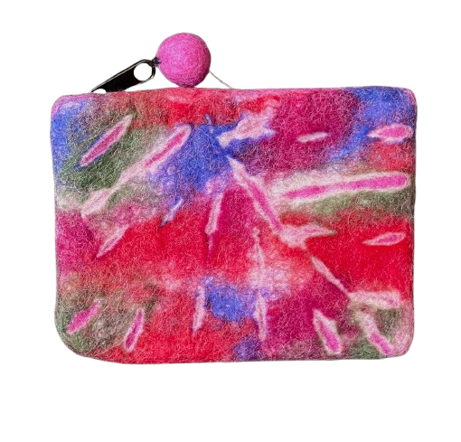 Felt Purse Leaf Design Pink
