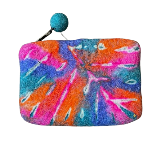 Felt Purse Leaf Design Teal