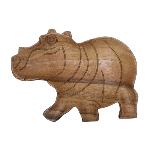 Wooden Hippo Plate Natural