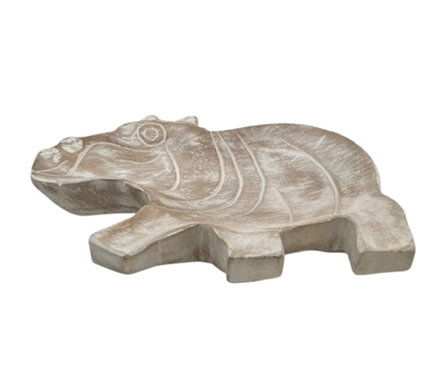 Wooden Hippo Plate White 2