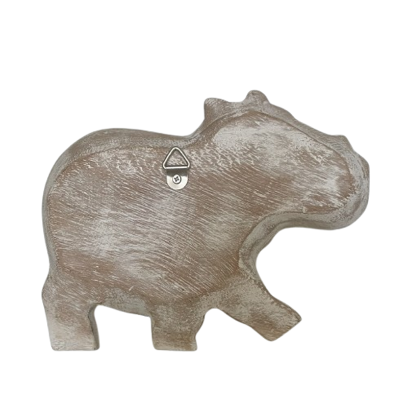Wooden Hippo Plate White 3