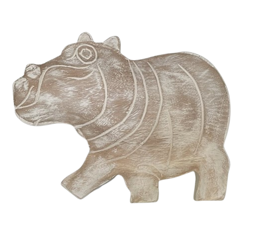 Wooden Hippo Plate White