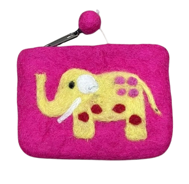 Felt Elephant Coin Purse Fuschia
