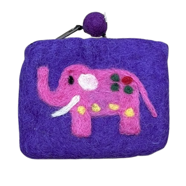 Felt Elephant Coin Purse Purple