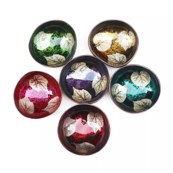 Coconut Bowl Metallic Leaf Design