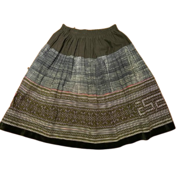 Hilltribe Vintage Fabric Mini Skirt Denim Olive 58cm
