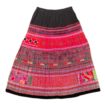 Hilltribe Vintage Fabric Skirt Fuschia 72cm